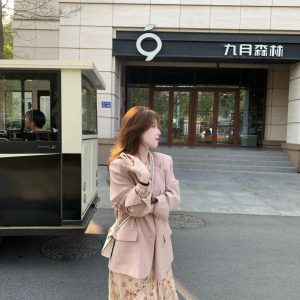 altacanvas S-2XL  2026 spring wear with a set of high-end pink suit with vintage print slimming dress two-piece set