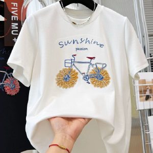 altacanvas M-4XL  21 pcst cotton extra large size 150.00kg 2026 new heavy-duty embroidered short-sleeved T-shirt wome