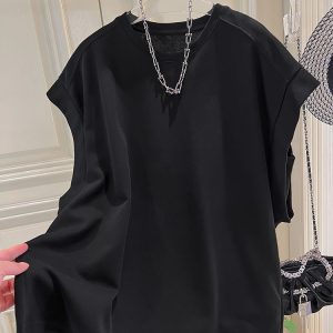 altacanvas M-4XL  21 Cotton Plus Size 150.00kg Feifei Sleeveless Loose Short-sleeved T-shirt Women's Summer 2026 New